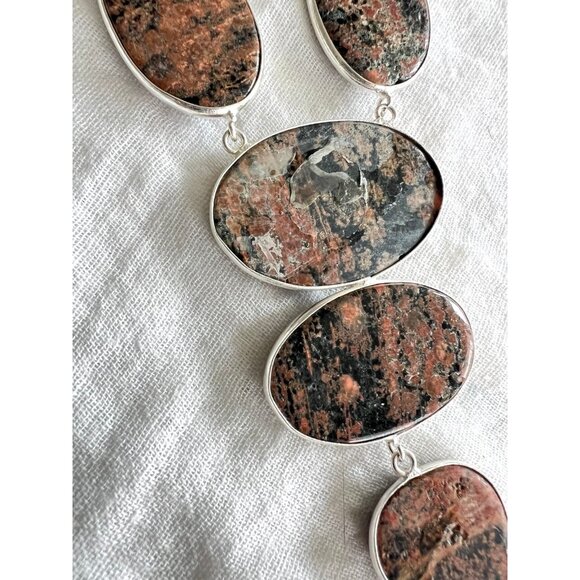 925 AURA! Red Snowflake Obsidian Statement Necklace! - Picture 11 of 11